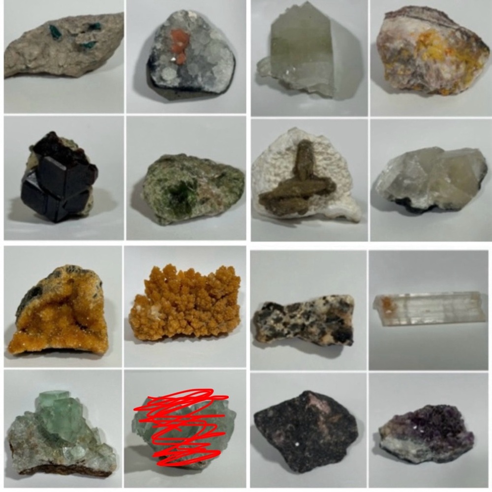 Bundle of 15 crystals minerals specimens